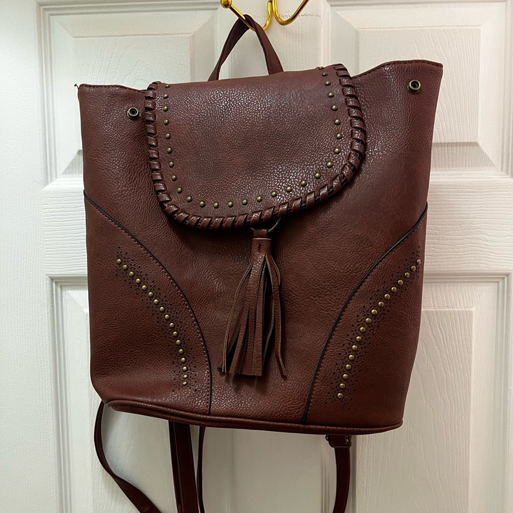 Fake leather back pack